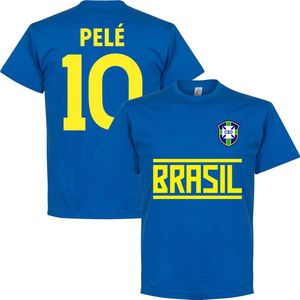 Brazilië Pelé 10 Team T-shirt - Blauw - L