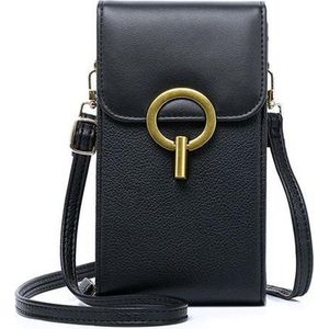 Cross Body Bag - Telefoontasje Zwart - Met meerdere vakjes en ruimte voor pasjes