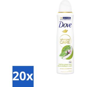 20 x Dove Deodorant Spray - Matcha & Sakura - 150 ml - Dove Deodorant Spray - Matcha & Sakura - Anti-Transpirant Spray - Zweetvermindering - Geur