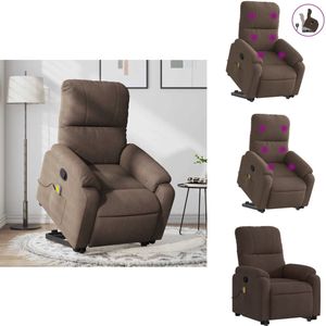 vidaXL Sta-op-massagefauteuil - Sta-op-massagefauteuils - Sta-op Fauteuil - Sta-op- En Ligstoel Verstelbaar - Sta-op-massagestoel verstelbaar microvezelstof bruin