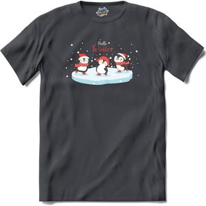 Kerst pinguin buddy's - T-Shirt - Heren - Mouse Grey - Maat XL