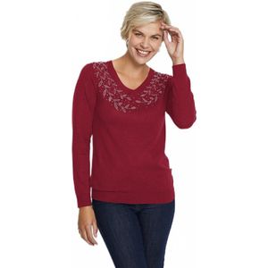 Trui met lange mouwen en strass V-hals