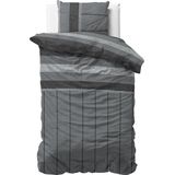 Sleeptime Flanel Kees - Dekbedovertrek - Eenpersoons - 140x200/220 + 1 kussensloop 60x70 - Antraciet