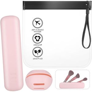 Brenzoos - Siliconen make-up borstelhouder en spons houder voor onderweg - Roze