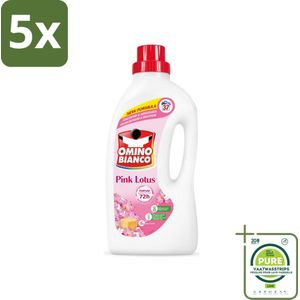5 x Omino Bianco - Roze Lotus - Wasmiddel - Witte & Gekleurde Was - 37 Wasbeurten - Grootverpakking - Wasmiddel - Waspoeder - Wasvloeistof - Roze Lotus - Vlekkenverwijderaar