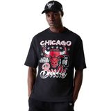 New Era Nba Graphic Oversized Chicago Bulls T-shirt Met Korte Mouwen Zwart L Man