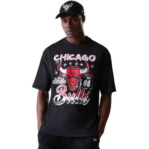New Era Nba Graphic Oversized Chicago Bulls T-shirt Met Korte Mouwen Zwart L Man