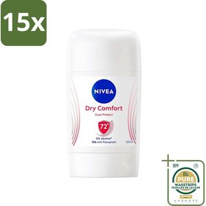 15 x NIVEA - Deostick - Droog Comfort - 72 Uur Anti-Transpirant - 50 ml - Grootverpakking - Anti-Transpirant Stick - Deo Stick - Zweetbescherming - Droog Comfort - Huidgevoel