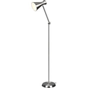 LED Vloerlamp - Vloerverlichting - Torna Ewomi - E27 Fitting - Rond - Mat Nikkel - Aluminium