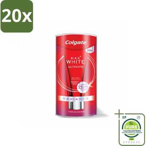 20 x Colgate - Tandpasta - Max White - Ultimate Radiance Whitening - 75 ml - Grootverpakking - Tandpasta - Tanden Bleken - Wittere Tanden - Colgate - Tandvlekkens