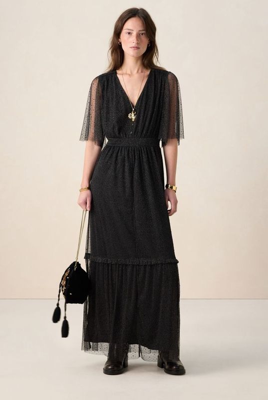 Sissy-Boy - Zwarte mesh maxi jurk