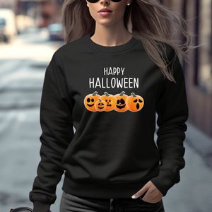 Dames sweater- Happy Halloween trui- zwarte trui maat S