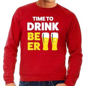 Time to Drink Beer tekst sweater rood heren - heren trui Time to Drink Beer XL