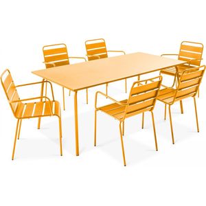 Oviala - Tuinset met tafel en 6 gele fauteuils - Palavas