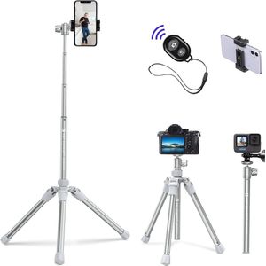 K&F Concept - Smartphone Statief Set, 170cm Uitschuifbaar Reis Camera Statief, Lichtgewicht en Draagbaar Selfie Pole Statief voor Telefoon/Camera/DSLR - Slechts 0.85kg