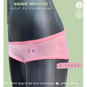 green-goose Bamboe Dames Slip | Set van 2 | Roze, S | Met Gestikt Voetjes Logo | Duurzaam, Ademend en Heerlijk Zacht