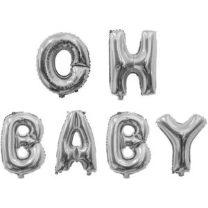 Folie Ballon Oh Baby Zilver | unisex | Voor Gender Reveal en Babyshower