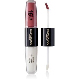 Dermacol - 16-Hour Lip Colour, Highly Pigmented Glossy Lip Stain, Two-Phase Lip Plumper Gloss, Kissproof Lip Makeup Products with Matte and Glitter Finish, n.12