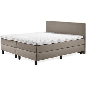 Boxspring Luxe 200x200 Glad Taupe Lederlook