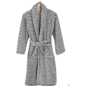 Badjas dames - badjas heren - fleece badjas met strepen gestreept - heerlijk zacht & lekker warm - 280 gr/m² - Relax Company badjas