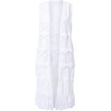 MIAMODA - Dames - Vest langer model kant met borduursel - Sneeuwwit - Maat 56