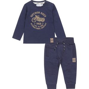 Dirkje - Kledingset - 2delig - Joggingbroek Navy - Shirt LS Navy met motor - Maat 86