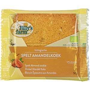 Billy's Farm Biologische Spelt amandelkoeken (DOOS 40x50 gram grootverpakking) NL-BIO-01