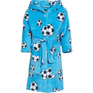 Playshoes - Fleece badjas voor kinderen - Voetbal - Blauw - maat 98-104cm