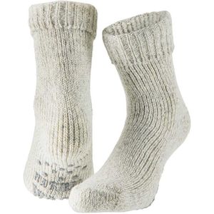 Apollo huissokken/slofsokken - Anti-slip - schapenwol - volwassenen - lichtgrijs - warme wintersokken 43-46