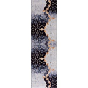 Loper voor de gang, keukentapijtcollectie, wasbaar modern design, nuttige tapijtloper, antislip, wasbaar, kubus, 60x200