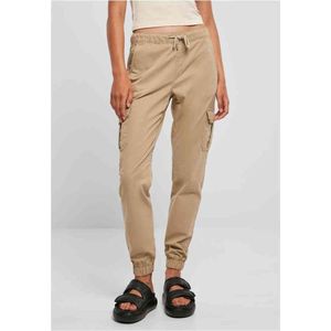 Urban Classics - High Waist Cargo Dames joggingbroek - XXL - Beige