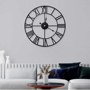 Wall Clock, Quartz Movement, Round Wall Clock, Easy to Read Modern White Clock for Bedroom, Living Room, Kitchen, Office 50W x 50H centimetres