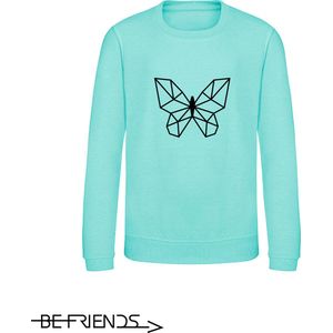 Be Friends Sweater - Vlinder - Kinderen - Mint groen - Maat 1-2 jaar