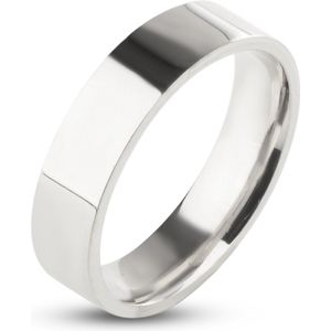 Ring - Hoogglans Zilver Kleurig - 6mm - Staal - Dames Heren - Mannen Ringen - Cadeau voor Man - Mannen Cadeautjes Accesoires