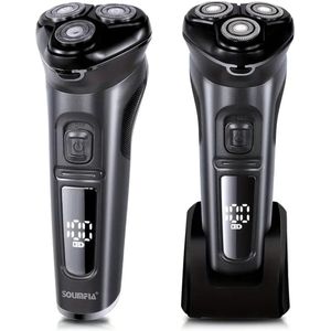 2in1 Solimpia Scheerapparaat - Digitale 3koppen Body Shaver + Precisie/Baardtrimmer - Usb-Oplaadbare 2in1 Shaver met Turbostand - Perfecte Reiseditie - Ultieme Lichaamshaar Verzorging - Grijs