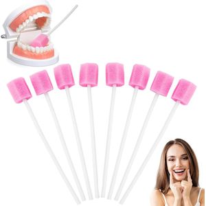 120 Stuks Mondverzorging Sponsdoekjes - Draagbare Mondverzorging Spons - Gesteriliseerde Monddoeken voor het Schoonmaken van Tandartspraktijken (Roze)