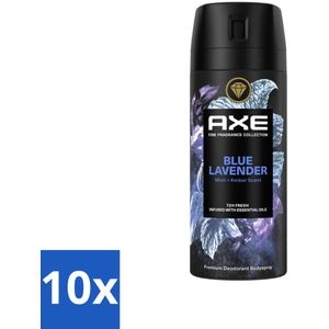 10 x AXE - Deodorant Spray - Blue Lavender - Premium Geur - Rustgevend & Fris - 150 ml - Deodorant Spray - AXE Blue Lavender - Geur - Rustgevend - Fris