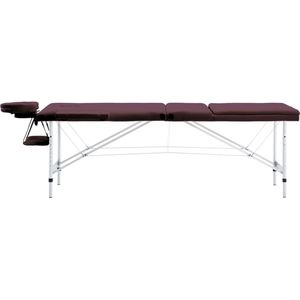 vidaXL Massagetafel - Inklapbaar - 3 Zones - Wijnpaars