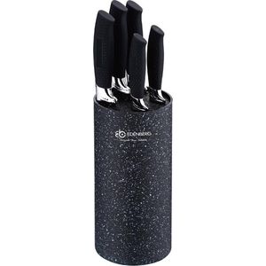 Edënbërg Black Line - Messenset met Universele Messenhouder - 6 delig  - Ø 11 cm