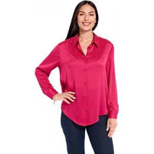 Satijnen blouse met lange mouwen en knopen