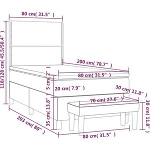 vidaXL - Boxspring - met - matras - stof - donkergrijs - 80x200 - cm