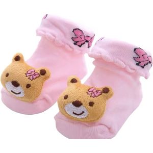 Super schattige babysokken - Baby Sokken - New born sokken - Kraamcadeau voor Jongen of Meisje - Babyshower Cadeau - Kraammand - Beertjes - Roze
