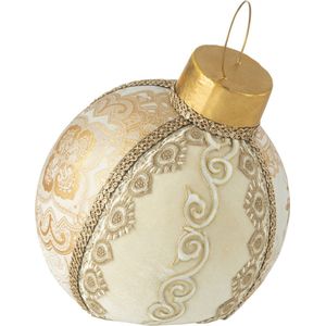 J-Line kerstbal Deco Patroon - polyfoam/textiel - goud - small