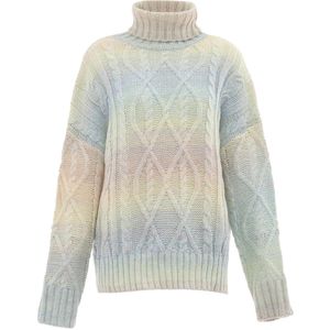 Mymo - Trui met Coltrui - Blauwmunt - Dames - Grofgebreid