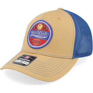 Hatstore- Retro Fishing Logo 112 Split Biscuit/True Blue Trucker - Skillfish Cap