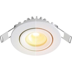 Led inbouwspot wit, dim to warm (3000K-2000K), kantelbaar, 5W vervangt 50W, zaagmaat Ø55mm, buitenmaat Ø62mm, 23mm diep
