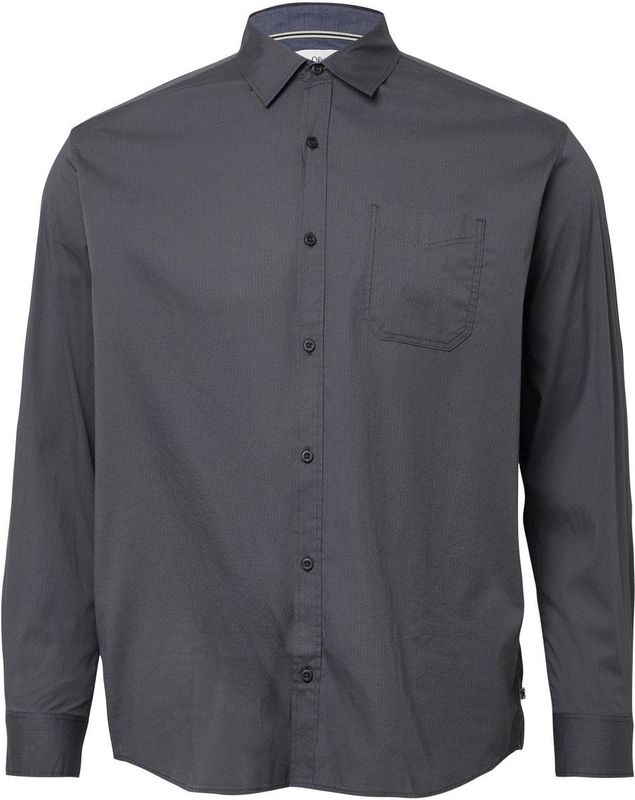 s.Oliver - Big Size - Overhemd - Grijs - Regular Fit - Lange Mouwen