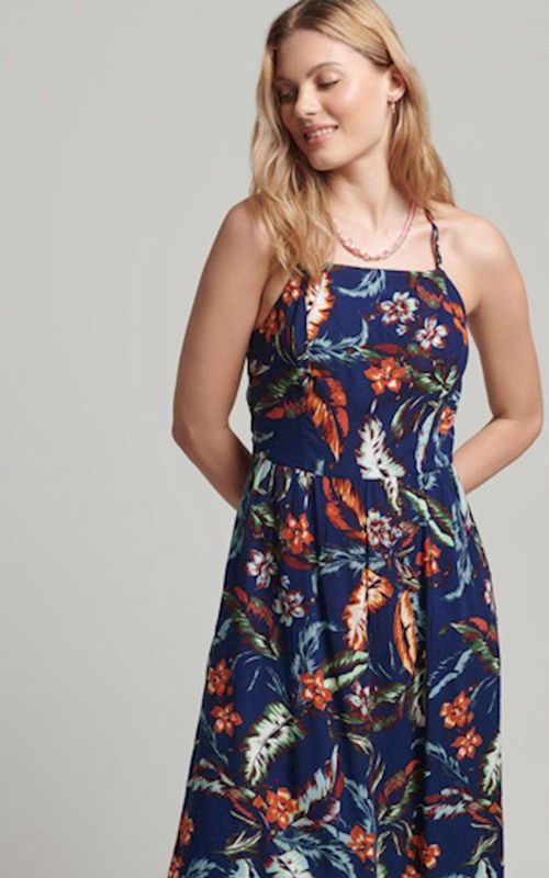 Superdry - Vintage Cami Maxi Jurk - Blauw - Vrouw