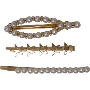 Jessidress® Haarspeld Haarsieraad Bruid Haarclips Baret met strass Haarspeldje met Parels Haarspelden - Goud