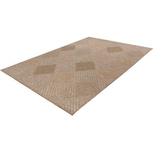 Lalee Costa- sisal look- ibiza vloerkleed- buitentapijt- in en outdoor- flatwave- laagpolig- vlecht- inheems motief- waterbestendig- tuin kleed- 80x150 cm beige